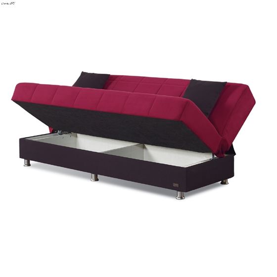 Chicago Armless Sofa Bed in Red Storage
