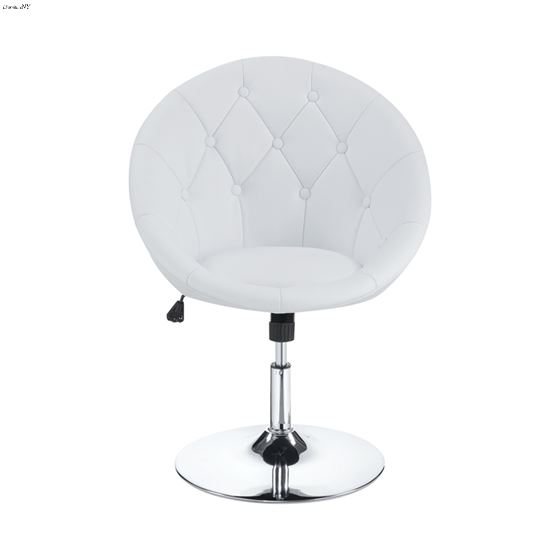 Round Swivel Chair White And Chrome 102583 Front