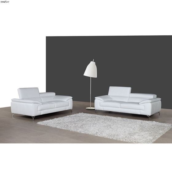 A973 White Leather Loveseat-2