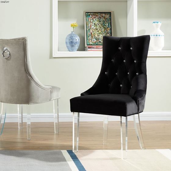 Cavalli Black Velvet Tufted Dining Chair 403-106-4