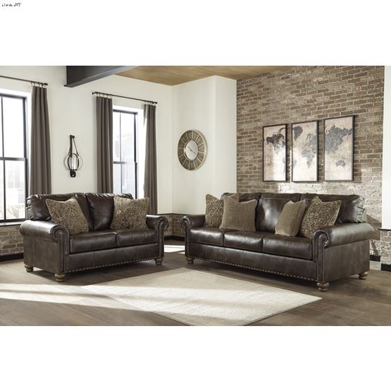 Nicorvo Coffee Faux Leather Loveseat 80505-4