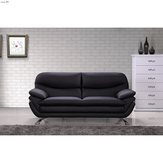 Jonus Modern Black Leather Sofa