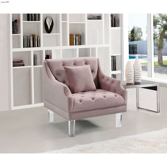 Roxy Pink Velvet Tufted Chair Roxy_Chair_Pink by Meridian Furniture 2