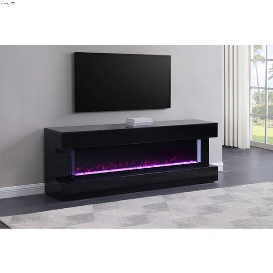 Vallerie 71 inch Black TV Stand with Visual Fla-2