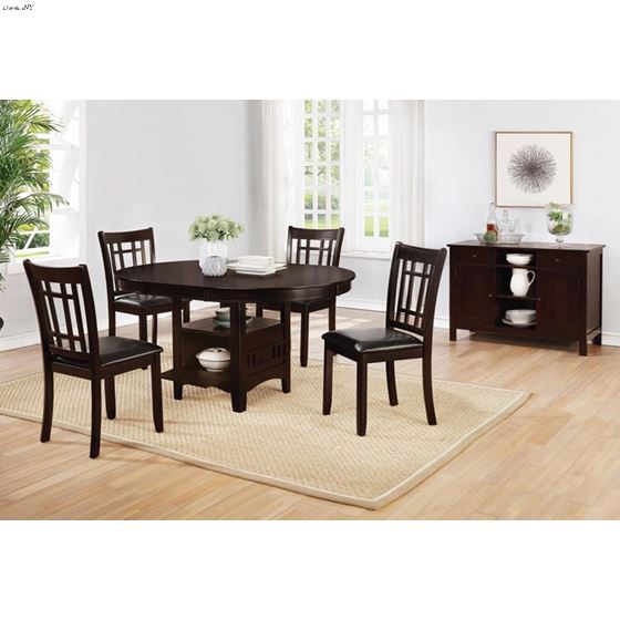 Lavon Espresso Round Dining Table With Storage 1-4