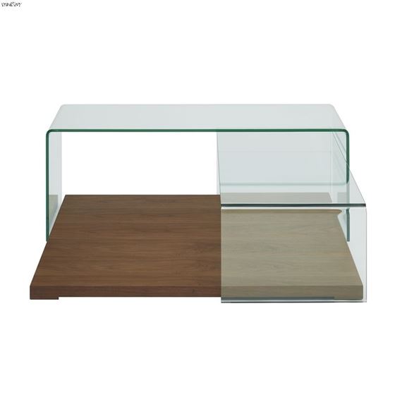 Kinetic Walnut Veneer/Clear Glass Coffee Table b-2