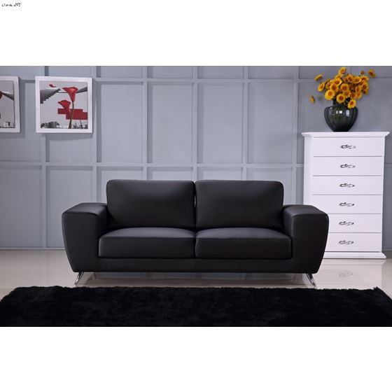 Julie Modern Black Leather Sofa By BH Designs