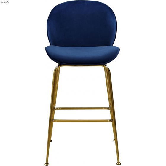 Paris Navy Velvet Bar/Counter Stool - Gold  - 4