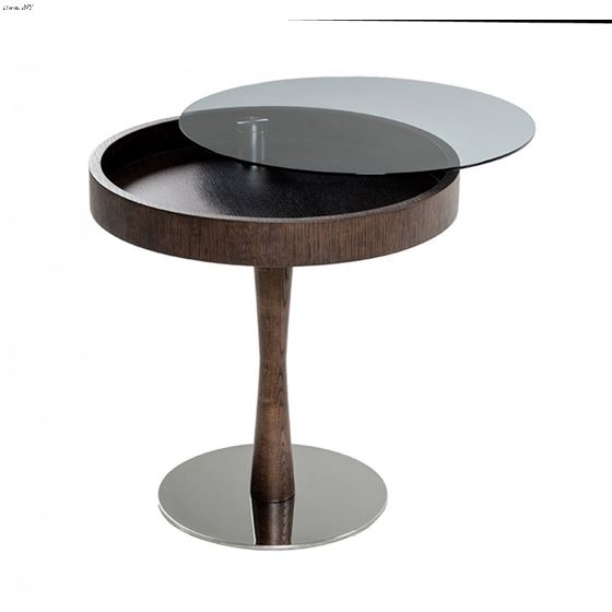 Jackson - Modern Brown Oak End Table w/ Glass- 2