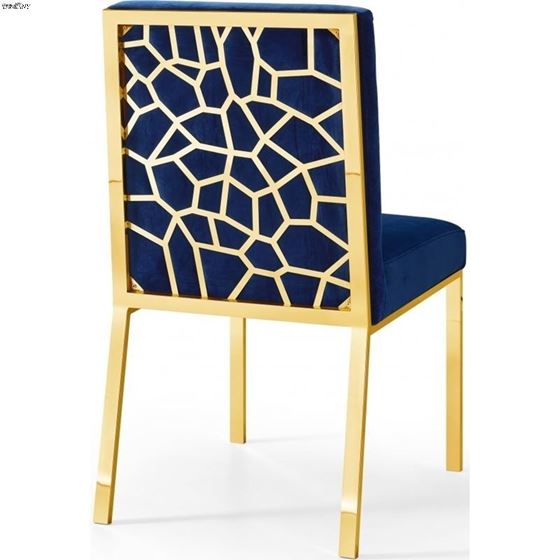 Opal Navy Upholstered Velvet Dining Chair - Gold-2