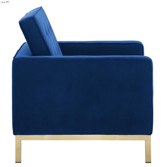 Loft Modern Navy Velvet and Gold Legs Tufted Chair EEI-3393-GLD-NAV by Modway 2