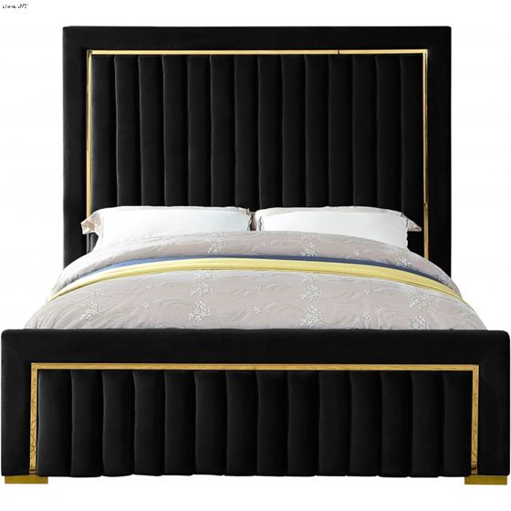 Dolce Black Velvet Upholstered Bed-2