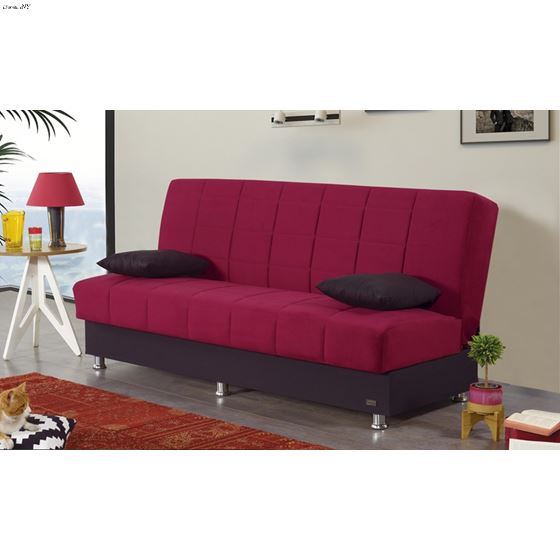 Chicago Armless Sofa Bed in Red in Room