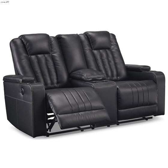 Center Point Black Leatherette Reclining Lovese-2