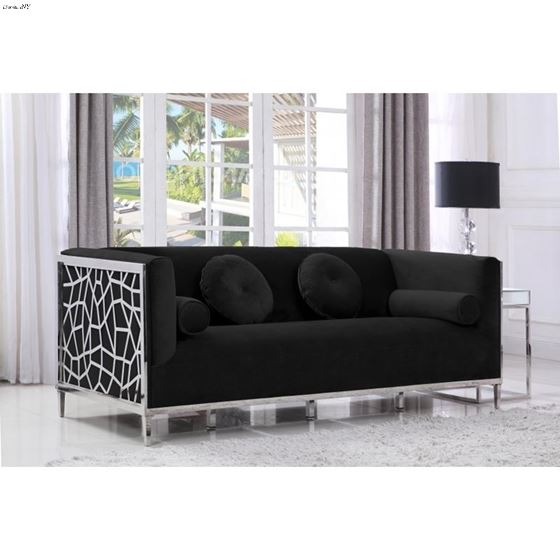 Opal Black Velvet Sofa Opal_Sofa_Black by Meridian Furniture 2