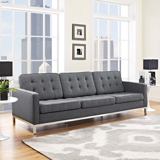 Loft Modern Grey Fabric Tufted Sofa EEI-2052-DOR by Modway in room