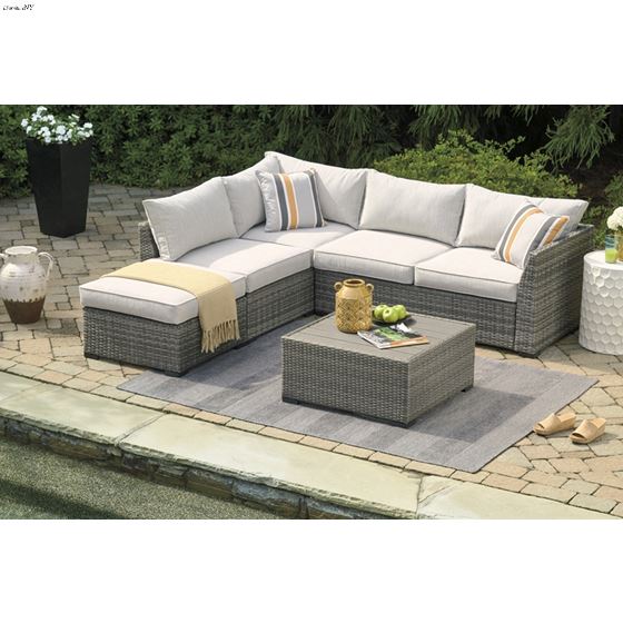 Cherry Point Grey 4 Piece Outdoor Sectional Set-4