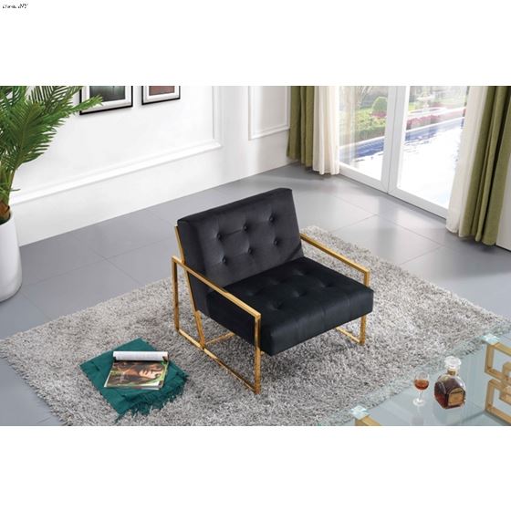 Pierre Black Velvet Upholstered Accent Chair - 4