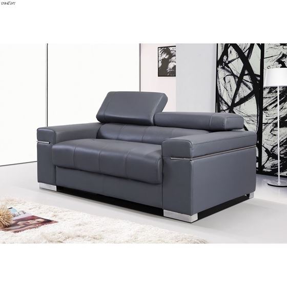 Soho Grey Leather Love Seat-2