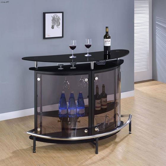 Coaster Amarillo Black Glass Bar Unit 101065