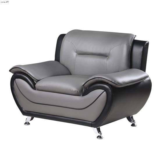 Matteo Modern Grey and Black Leatherette Chair-2