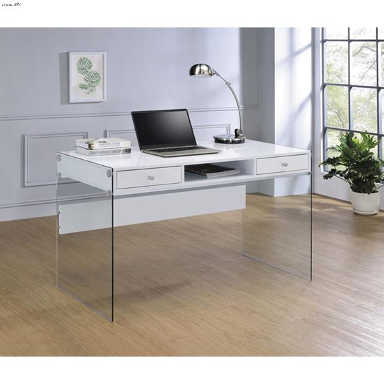 Dobrev 48 inch White Floating Writing Desk 8008-4