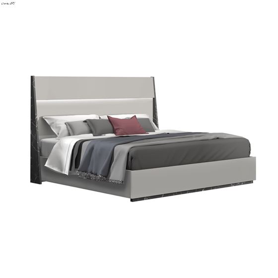 Stonage Premium Light Grey Panel Bed by JM Furniture