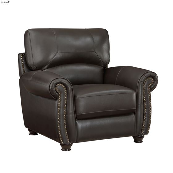 Foxborough Brown Leather Rolled Arm Chair 9269D-2