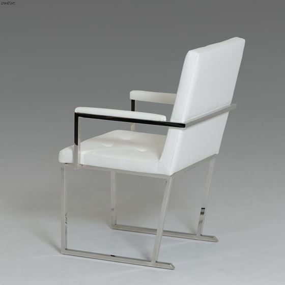 Click Modern White Leatherette  Arm Chair - Set-2