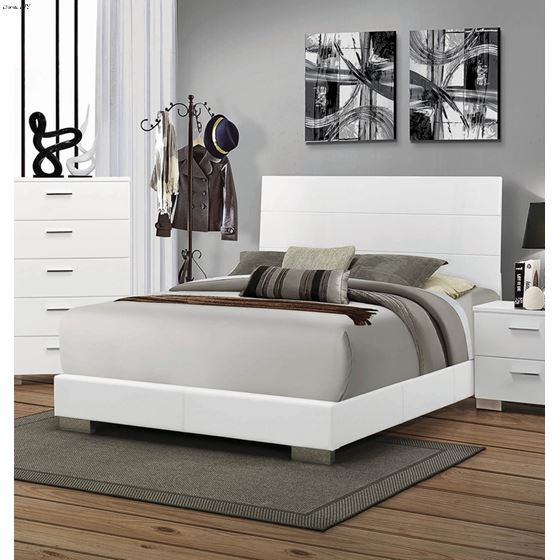 Felicity Glossy White Queen Panel Bed 203501Q-2