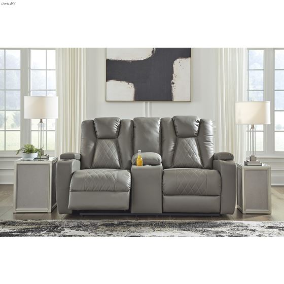 Mancin Gray Reclining Loveseat with Console 297-4