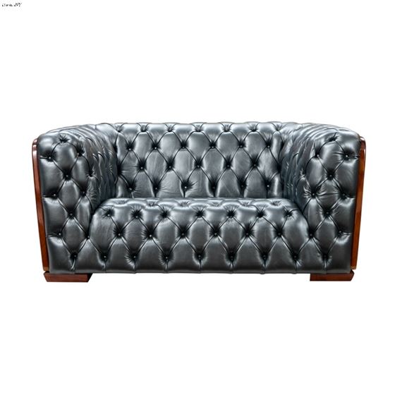 Modern Tufted Grey Leather 415 Loveseat Detail
