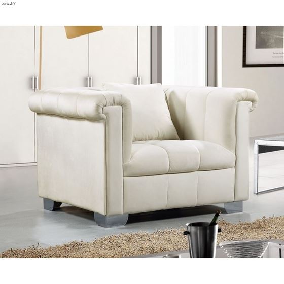 Kayla Cream Velvet Tufted Chair Kayla_Chair_Cream by Meridian Furniture 2