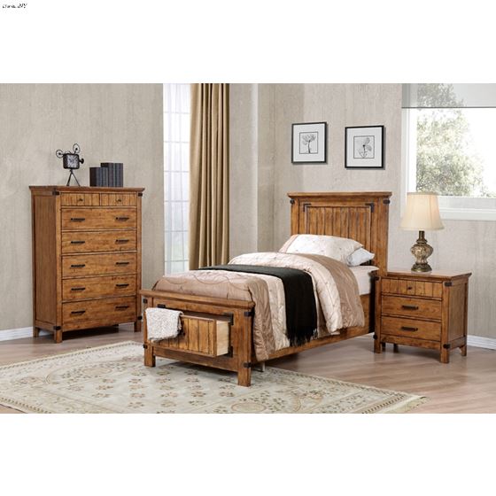 Brenner Rustic Honey Twin Storage Panel Bed 2052-2