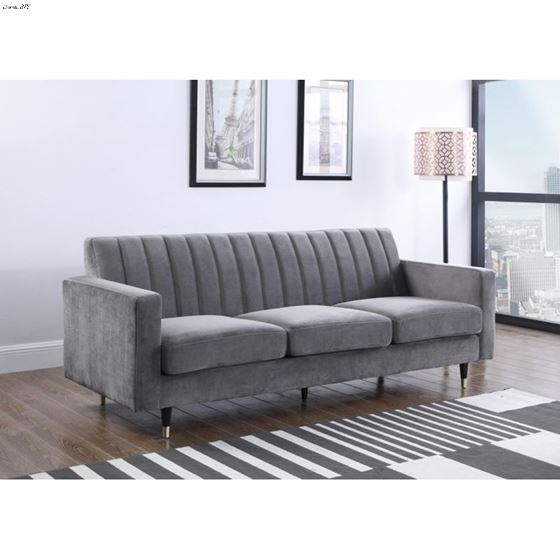 Lola Grey Velvet Tufted Sofa Lola_Sofa_Grey by Meridian Furniture 2