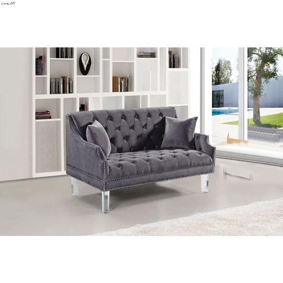 Roxy Grey Velvet Tufted Love Seat Roxy_Loveseat_Grey by Meridian Furniture 2