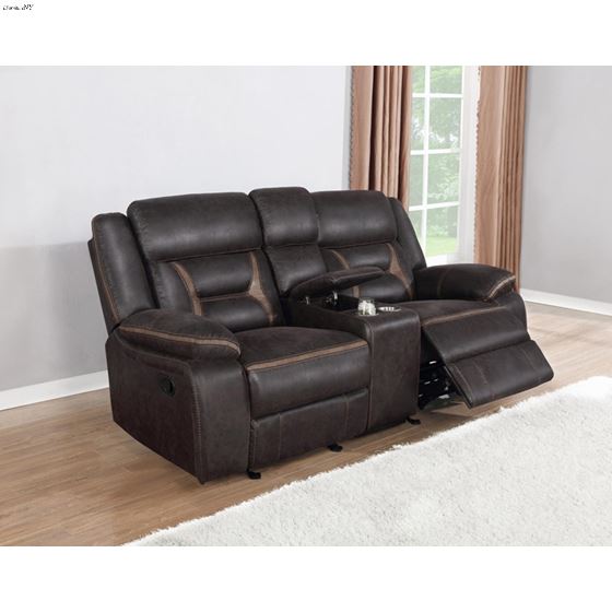 Greer Brown Reclining Loveseat w/ Console 65135-4