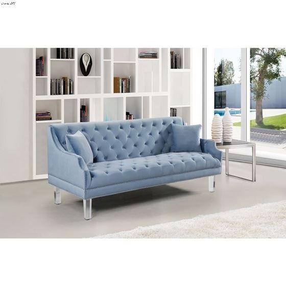 Roxy Sky Blue Velvet Tufted Sofa Roxy_Sofa_Sky Blue by Meridian Furniture 2