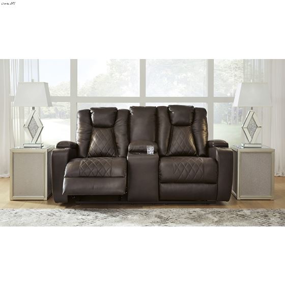 Mancin Chocolate Reclining Loveseat with Consol-4