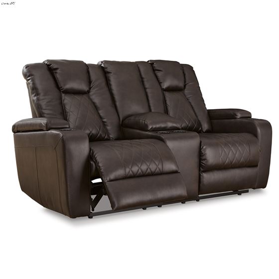 Mancin Chocolate Reclining Loveseat with Consol-2
