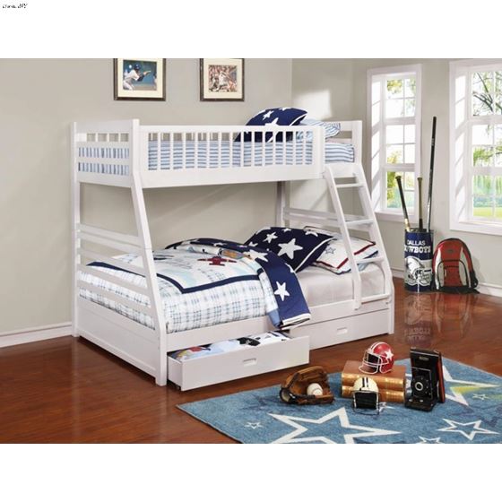 Ashton White Twin Over Full bunk Bed 460180