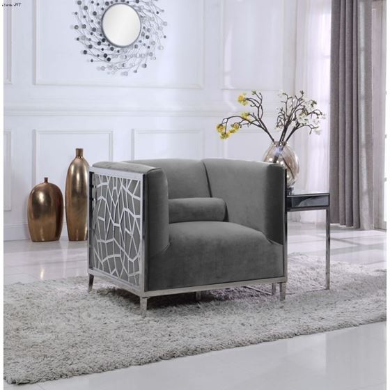 Opal Grey Velvet Chair Opal_Chair_Grey by Meridian Furniture 2