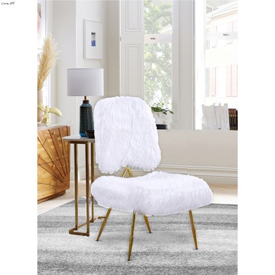 Magnolia White Fur Upholstered Accent Chair - 2