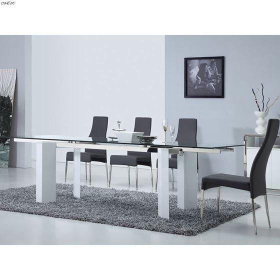 Torino High Gloss White Lacquer Tempered Glass Dining Table 2