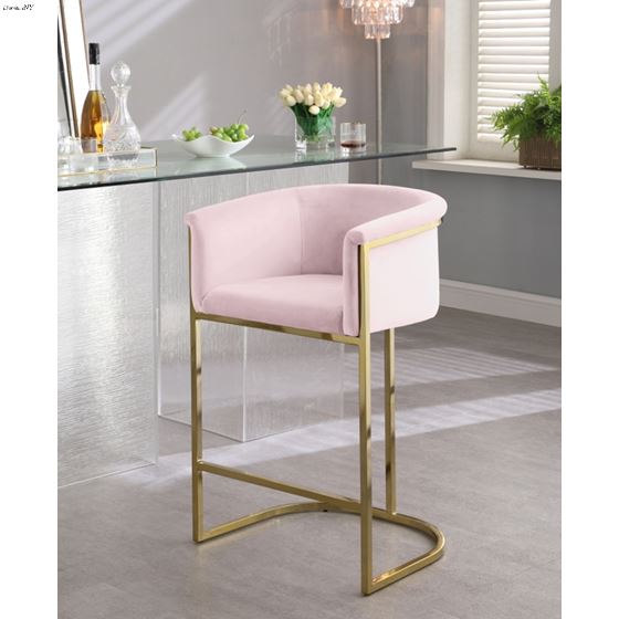 Donatella Pink Velvet Counter Stool-4