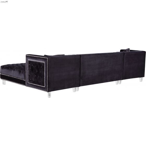 Moda Black Velvet Upholstered Tufted Sectional - 4