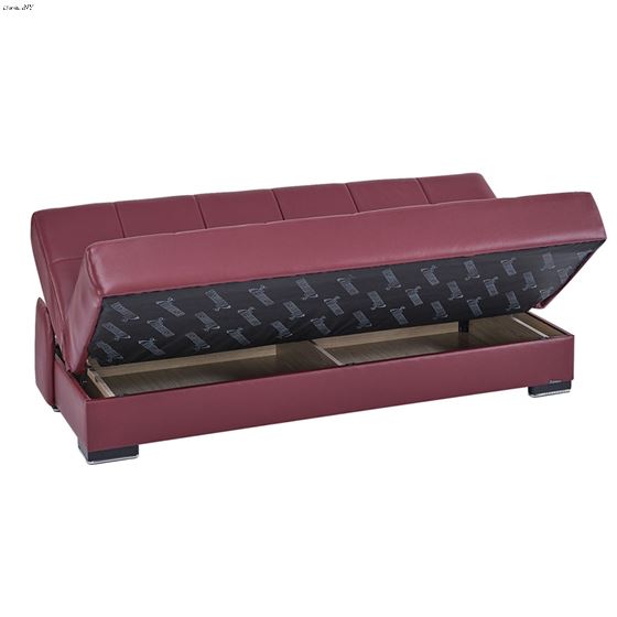 Soho Burgundy Leatherette Convertible Sofa Bed-3