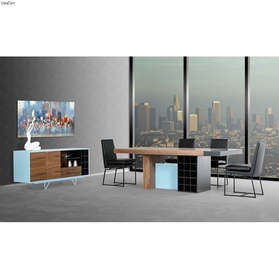 Modrest Aegean Modern Walnut and Teal Dining Table 2