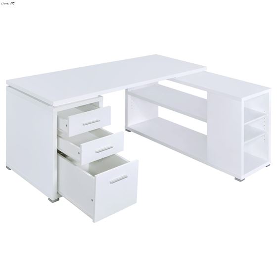 Yvette White Modern L-Shape Office Desk 800516-2