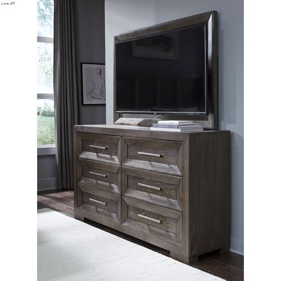 Facets 6 Drawer Dresser in Mink with Silver Unde-4